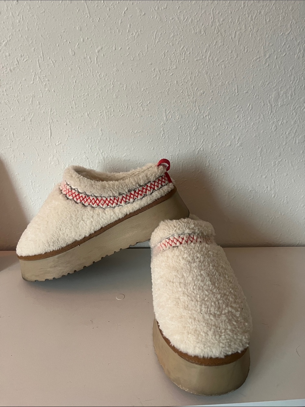 Cozy Cream Sherpa Platform Slippers